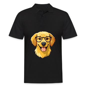 Golden Retriever Dog Breed Watercolor Cartoon Kawa - Men's Polo Shirt - black - Front - Kai (181cm)