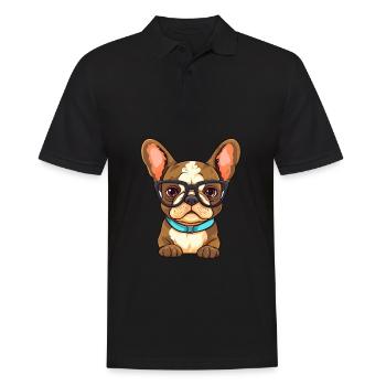 Französische Bulldogge Hunderasse Aquarell Karikatur Kawaii - Männer Poloshirt - Schwarz - Vorne - Kai (181cm)