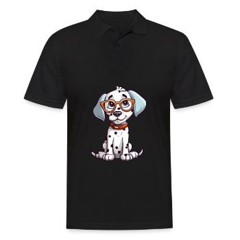 Dalmatinische Hunderasse Aquarell Karikatur Kawaii Glas - Männer Poloshirt - Schwarz - Vorne - Kai (181cm)