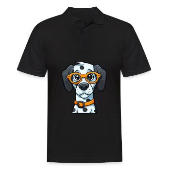 Dalmatinische Hunderasse Aquarell Karikatur Kawaii Glas - Männer Poloshirt - Schwarz - Vorne - Kai (181cm)