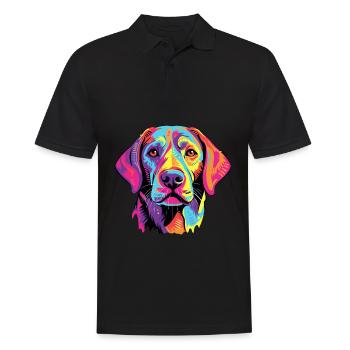 Labrador Retriever Hund Rasse Aquarell Karikatur Ka - Männer Poloshirt - Schwarz - Vorne - Kai (181cm)
