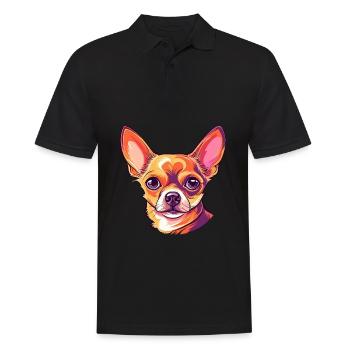 Chihuahua Dog Breed Watercolor Cartoon Kawaii Colo - Men's Polo Shirt - black - Front - Kai (181cm)