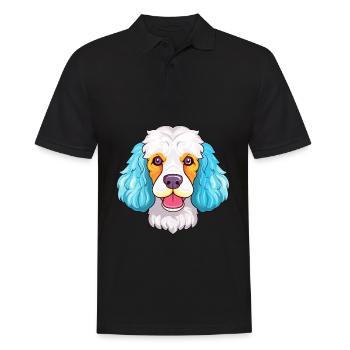 Caniche chien race aquarelle dessin animé kawaii colorfu - Polo Homme - noir - Devant - Kai (181cm)