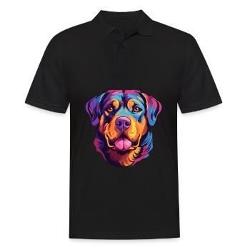 Rottweiler Hunderasse Aquarell Karikatur Kawaii Col - Männer Poloshirt - Schwarz - Vorne - Kai (181cm)