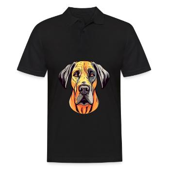 Große Dogge Hund Rasse Aquarell Karikatur Kawaii Col - Männer Poloshirt - Schwarz - Vorne - Kai (181cm)