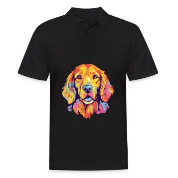 Golden Retriever Dog Breed Watercolor Cartoon Kawa - Men's Polo Shirt - black - Front - Kai (181cm)