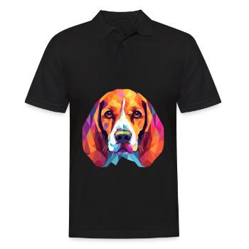 Beagle Dog Breed Watercolor Cartoon Kawaii Colorfu - Men's Polo Shirt - black - Front - Kai (181cm)