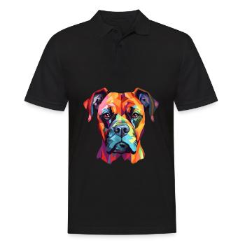 Boxer chien race aquarelle dessin animé kawaii coloré - Polo Homme - noir - Devant - Kai (181cm)