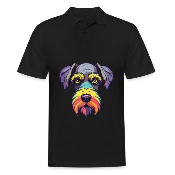 Miniature Schnauzer chien race aquarelle dessin animé K - Polo Homme - noir - Devant - Kai (181cm)