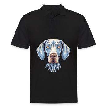 Braque de Weimar chien race aquarelle dessin animé Kawaii Col - Polo Homme - noir - Devant - Kai (181cm)