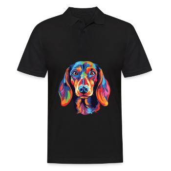 Dackel Hund Rasse Aquarell Karikatur Kawaii Colo - Männer Poloshirt - Schwarz - Vorne - Kai (181cm)
