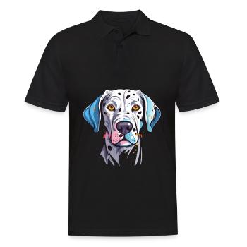 Dalmatinische Hunderasse Aquarell Karikatur Kawaii Colo - Männer Poloshirt - Schwarz - Vorne - Kai (181cm)