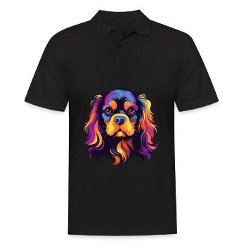 Cavalier King Charles Spaniel chien race aquarelle - Polo Homme - noir - Devant - Kai (181cm)