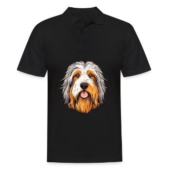 Bearded Collie chien race aquarelle dessin animé Kawaii - Polo Homme - noir - Devant - Kai (181cm)