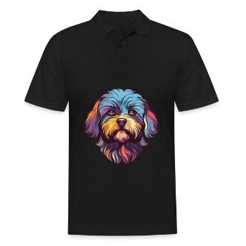 Shih-Poo Hunderasse Aquarell Karikatur Kawaii Farbe - Männer Poloshirt - Schwarz - Vorne - Kai (181cm)