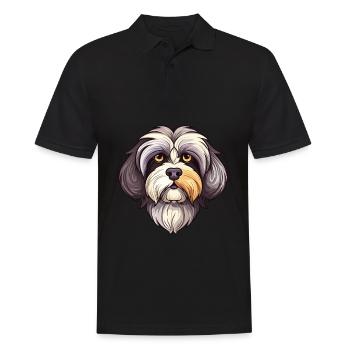 Havanese Dog Breed Watercolor Cartoon Kawaii Color - Men's Polo Shirt - black - Front - Kai (181cm)