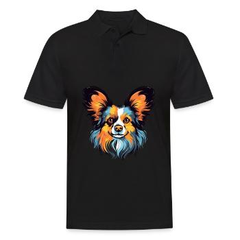 Papillon chien race aquarelle dessin animé Kawaii couleur - Polo Homme - noir - Devant - Kai (181cm)