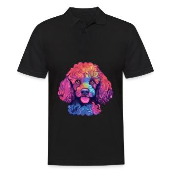 Jouet caniche chien race aquarelle dessin animé Kawaii Col - Polo Homme - noir - Devant - Kai (181cm)