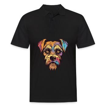 Border Terrier chien race aquarelle dessin animé Kawaii - Polo Homme - noir - Devant - Kai (181cm)
