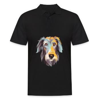 Scottish Deerhound Dog Breed Watercolor Cartoon Ka - Men's Polo Shirt - black - Front - Kai (181cm)