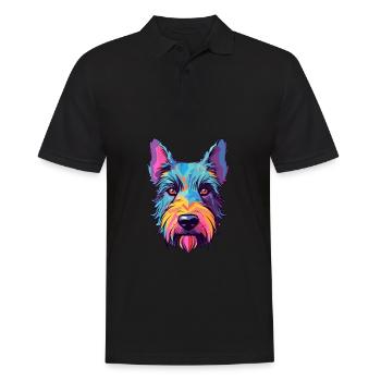 Scottish Terrier Dog Breed Watercolor Cartoon Kawa - Men's Polo Shirt - black - Front - Kai (181cm)