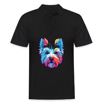 West Highland White Terrier Hunderasse Aquarell C - Männer Poloshirt - Schwarz - Vorne - Kai (181cm)