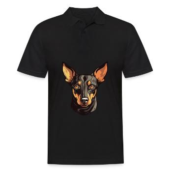 Manchester Terrier Dog Breed Watercolor Cartoon Ka - Men's Polo Shirt - black - Front - Kai (181cm)