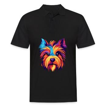 Silky Terrier chien race aquarelle dessin animé Kawaii - Polo Homme - noir - Devant - Kai (181cm)
