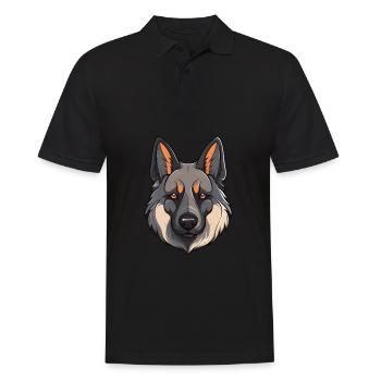Norwegian Elkhound Dog Breed Watercolor Cartoon Ka - Men's Polo Shirt - black - Front - Kai (181cm)