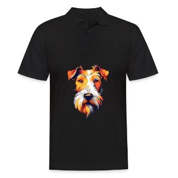 Draht Foxterrier Hunderasse Aquarell Karikatur Kawa - Männer Poloshirt - Schwarz - Vorne - Kai (181cm)