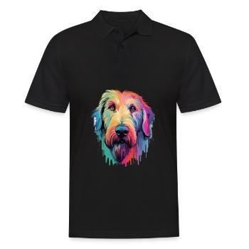 Irischer Wolfshund Hunderasse Aquarell Karikatur Kawai - Männer Poloshirt - Schwarz - Vorne - Kai (181cm)