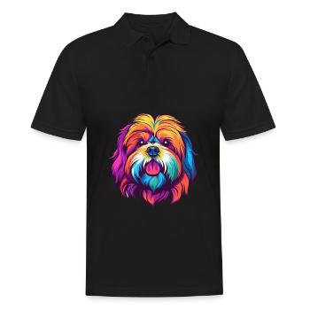 Lhasa Apso Hunderasse Aquarell Karikatur Kawaii Col - Männer Poloshirt - Schwarz - Vorne - Kai (181cm)