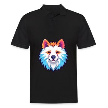 Amerikanische Eskimo-Hunderasse Aquarell-Karikatur Kawai - Männer Poloshirt - Schwarz - Vorne - Kai (181cm)