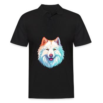 Samoyed Dog Breed Watercolor Cartoon Kawaii Colorf - Men's Polo Shirt - black - Front - Kai (181cm)
