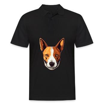 Basenji Dog Breed Watercolor Cartoon Kawaii Colorf - Men's Polo Shirt - black - Front - Kai (181cm)