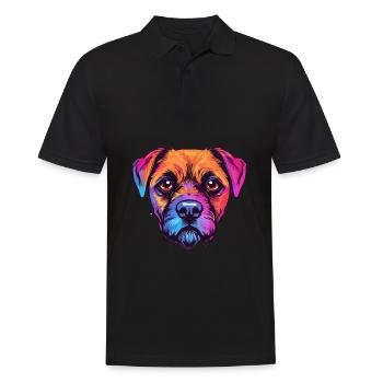 Border Terrier chien race aquarelle dessin animé Kawaii - Polo Homme - noir - Devant - Kai (181cm)
