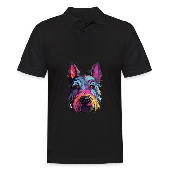 Scottish Terrier Dog Breed Watercolor Cartoon Kawa - Men's Polo Shirt - black - Front - Kai (181cm)