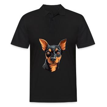 Miniature Pinscher Dog Breed Watercolor Cartoon Ka - Men's Polo Shirt - black - Front - Kai (181cm)