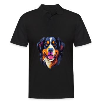 Bernese Mountain Dog Breed Watercolor Cartoon Kawa - Men's Polo Shirt - black - Front - Kai (181cm)