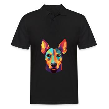 Dobermann Pinscher Hunderasse Aquarell Karikatur Kaw - Männer Poloshirt - Schwarz - Vorne - Kai (181cm)