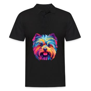 Yorkshire Terrier Hunderasse Aquarell Karikatur Kaw - Männer Poloshirt - Schwarz - Vorne - Kai (181cm)