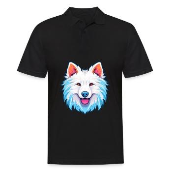 Amerikanische Eskimo-Hunderasse Aquarell-Karikatur Kawai - Männer Poloshirt - Schwarz - Vorne - Kai (181cm)