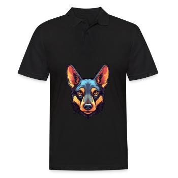 Australischer Kelpie Hund Rasse Aquarell Karikatur Kaw - Männer Poloshirt - Schwarz - Vorne - Kai (181cm)