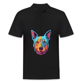 Australischer Rinderhund Rasse Aquarell Karikatur Kaw - Männer Poloshirt - Schwarz - Vorne - Kai (181cm)