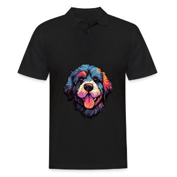 Portuguese Water Dog Breed Watercolor Cartoon Kawa - Men's Polo Shirt - black - Front - Kai (181cm)