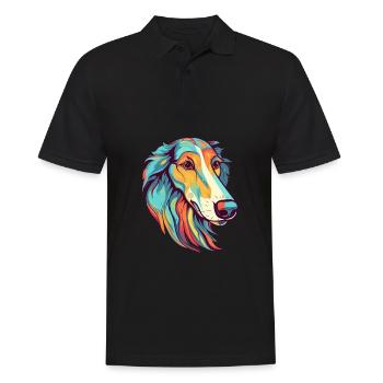 Silken Windhound Dog Breed Watercolor Cartoon Kawa - Men's Polo Shirt - black - Front - Kai (181cm)