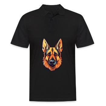 Deutsche Schäferhunderasse Aquarell Cartoon Kawai - Männer Poloshirt - Schwarz - Vorne - Kai (181cm)