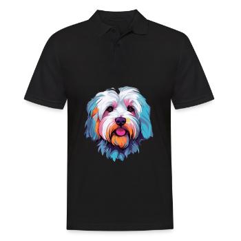 Cotons de Tuléar Race Chien Aquarelle Dessin Animé Kawa - Polo Homme - noir - Devant - Kai (181cm)