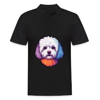 Bichons frisé race de chien aquarelle dessin animé Kawaii - Polo Homme - noir - Devant - Kai (181cm)