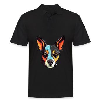 Rattenterrier Hunderasse Aquarell Karikatur Kawaii Co - Männer Poloshirt - Schwarz - Vorne - Kai (181cm)